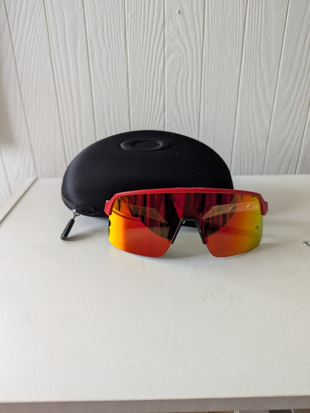 Oakley Sutro Lite Sunglasses Red Shield Sport Shades with Case